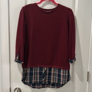 Espirit sexy maroon sweater with shirt on the bottom sz S